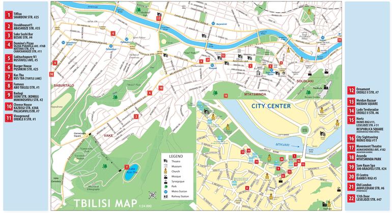 Карта тбилиси с достопримечательностями